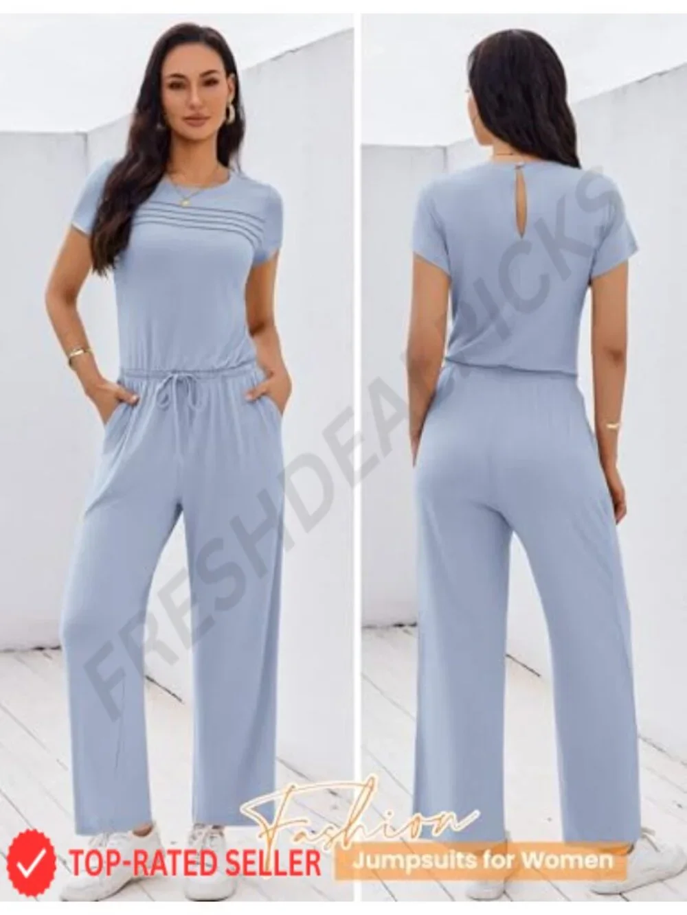 Women's Summer Romper Jumpsuit with Pockets Casual Vacation Outfit